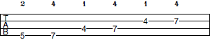 A Pentatonic Major scale bass tab